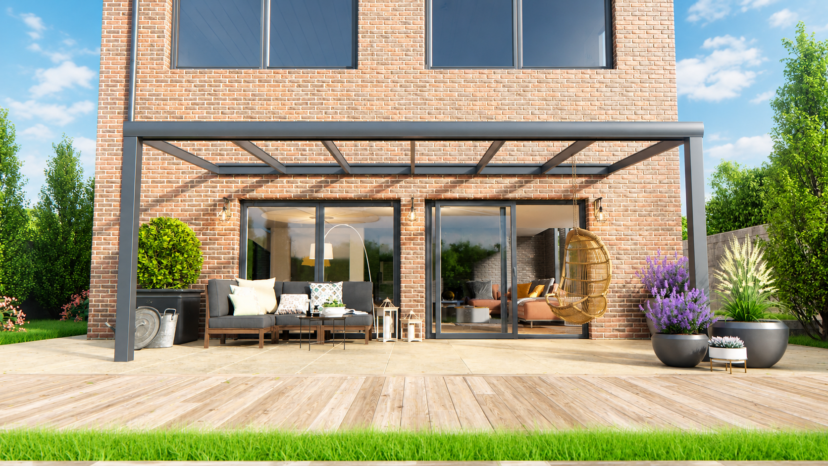Veranda | Polycarbonaat | Antraciet | Opaal | 3.06 x 2.5 meter