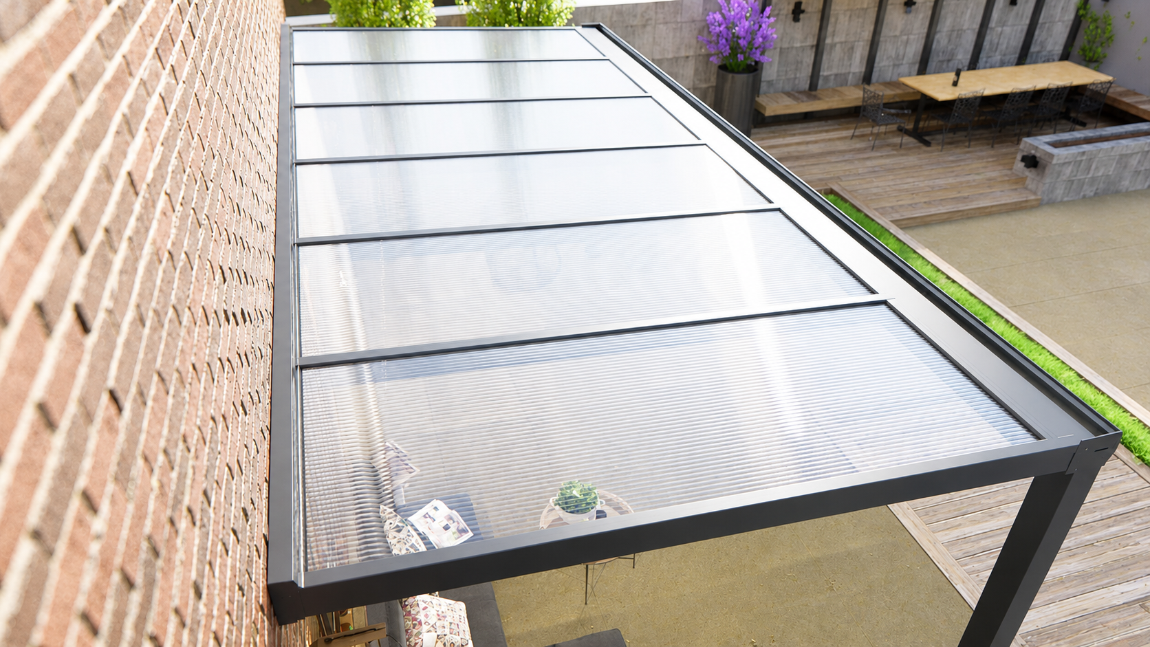 Veranda | Polycarbonaat | Antraciet | Helder | 3.06 x 2.50 meter