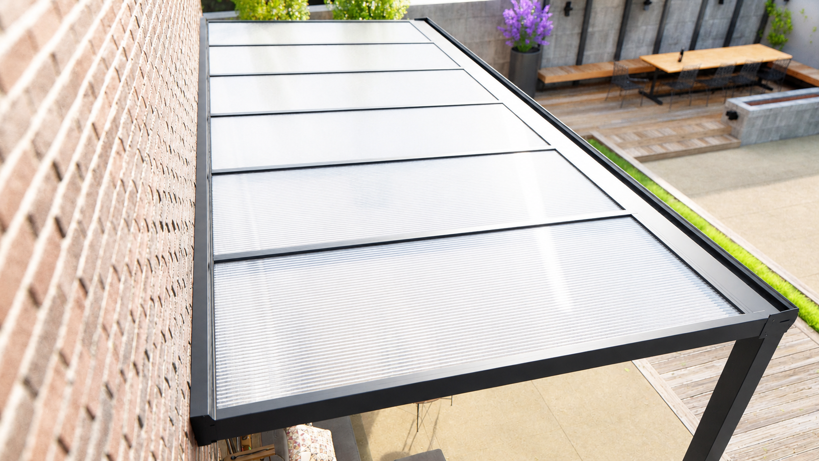 Veranda | Polycarbonaat | Antraciet | Opaal | 3.06 x 2.5 meter