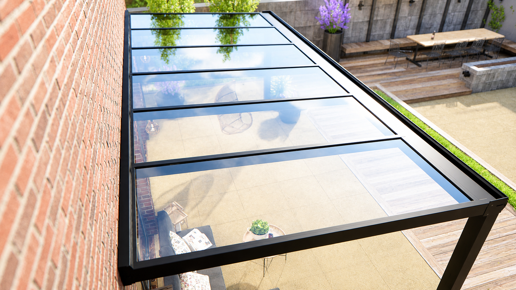 Veranda | Glasdak | Zwart | Helder glas | 3.06 x 2.5 meter