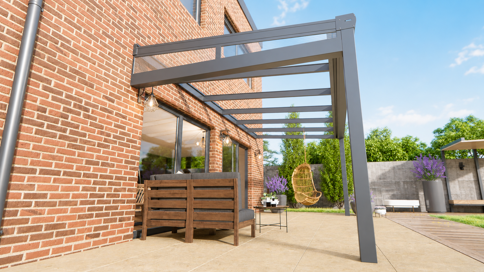 Veranda | Polycarbonaat | Antraciet | Opaal | 3.06 x 2.5 meter