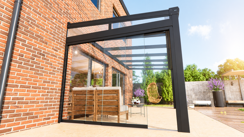 Veranda | Glasdak | Zwart | Helder glas | 3.06 x 3.00 meter