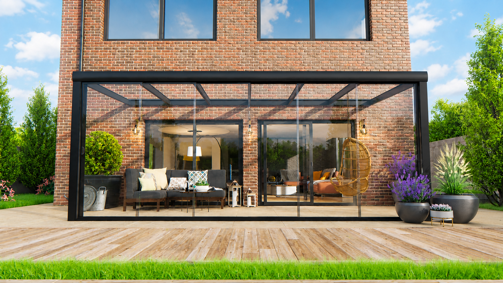 Veranda | Polycarbonaat | Zwart | Opaal | 3.06 x 2.50 meter
