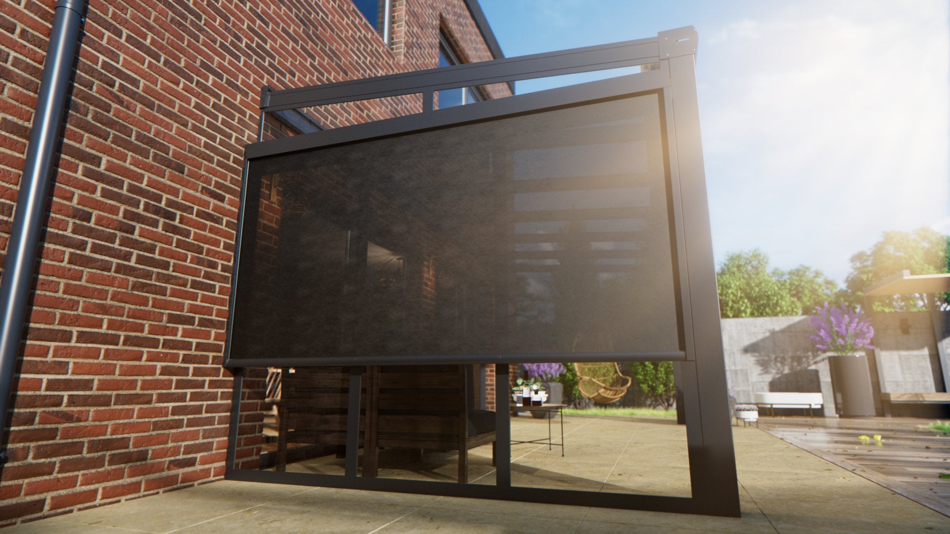 Zip screen & glass spandrel