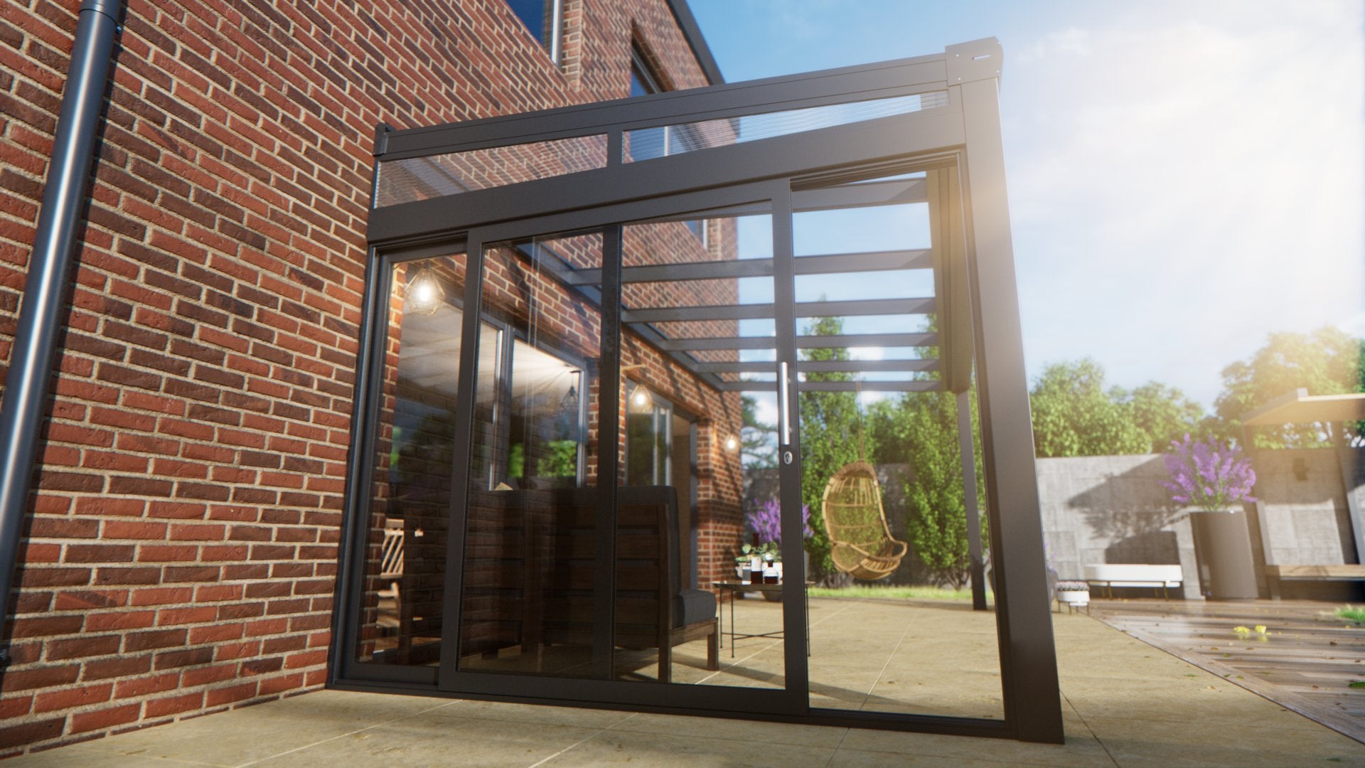Sliding door & polycarbonate transom