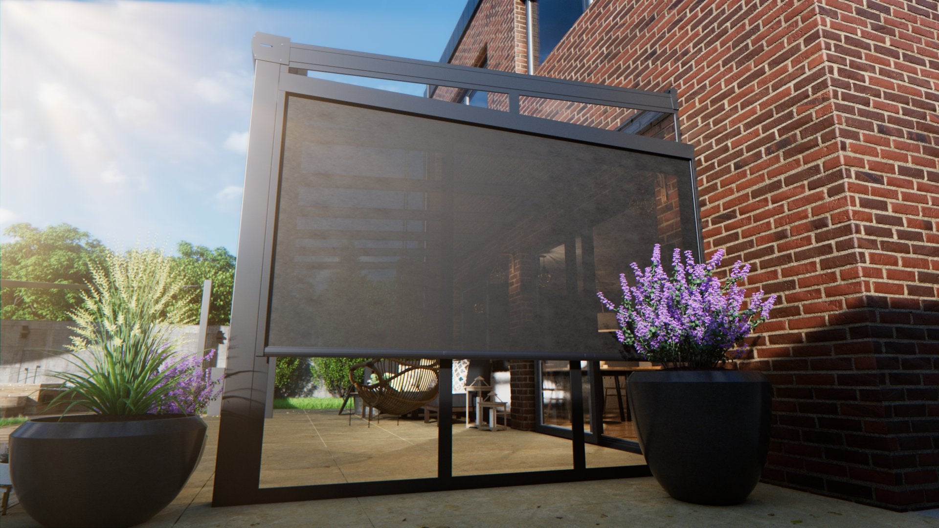 Zip screen & glass spandrel