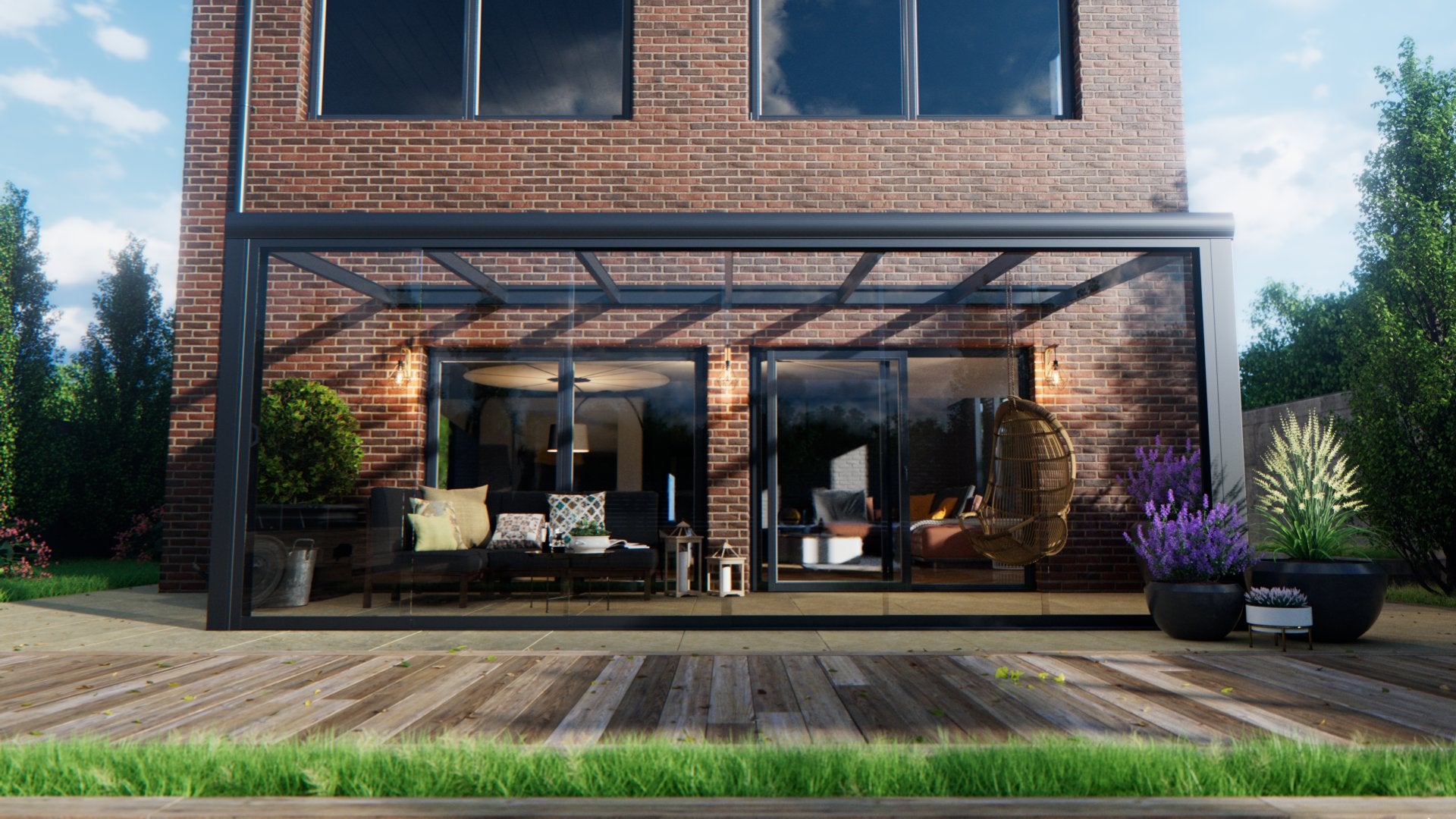 Glazen schuifwanden helder glas