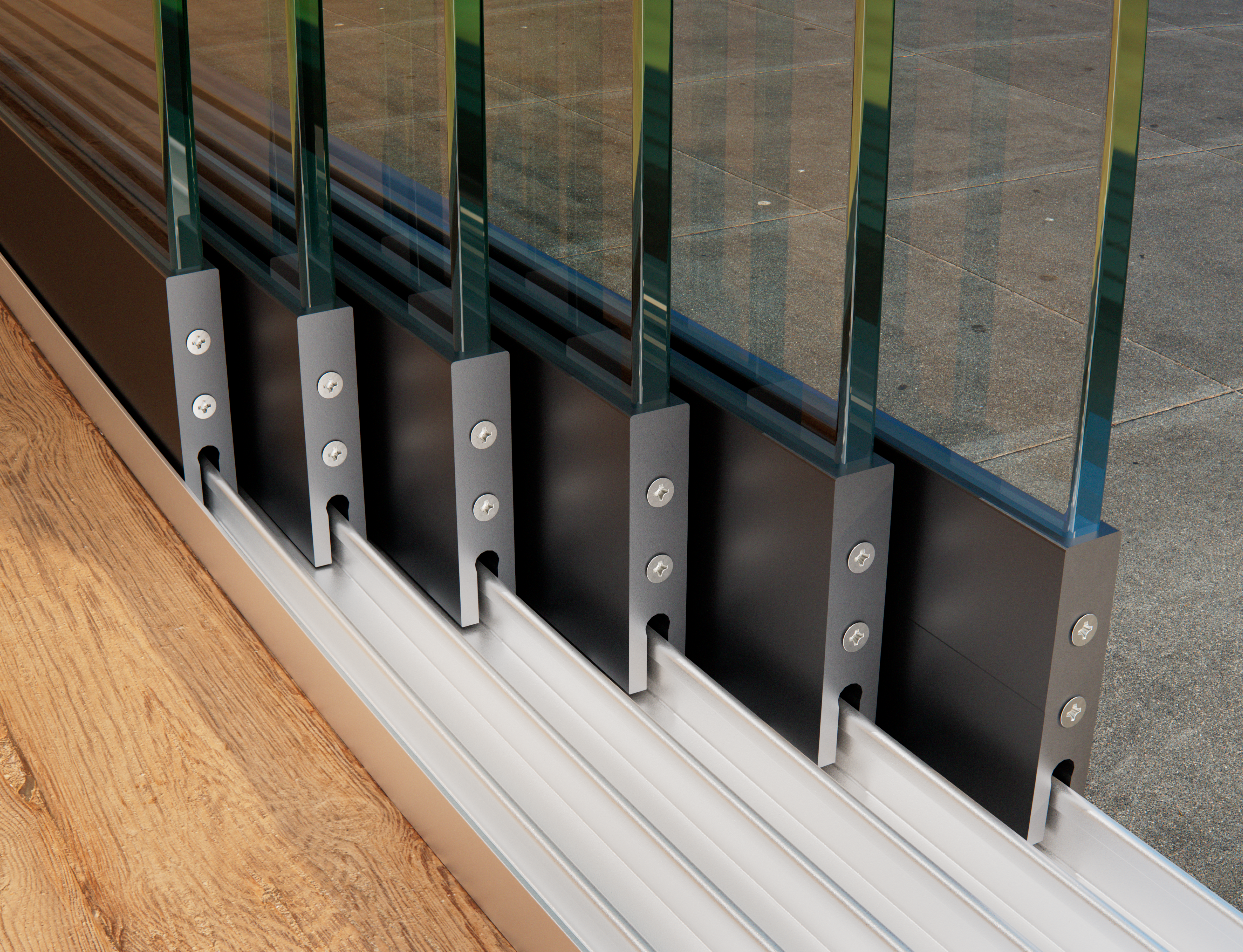 6-Rail Glazen Schuifwand