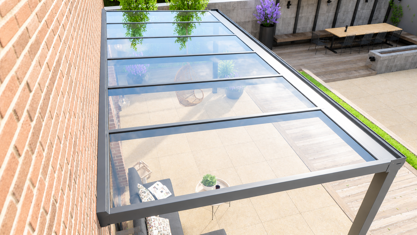 Veranda | Glasdak | Antraciet | Helder glas | 3.06 x 2.5 meter