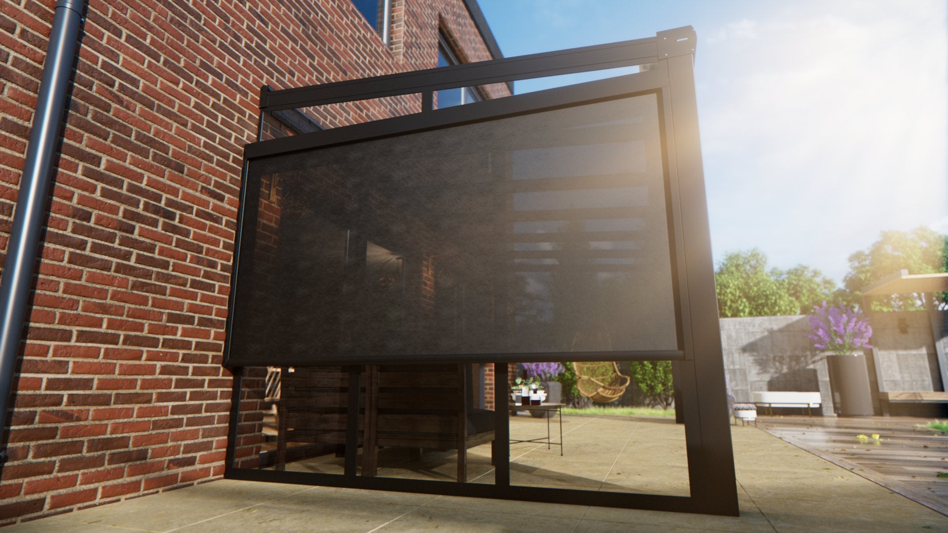 Zip screen & glass spandrel