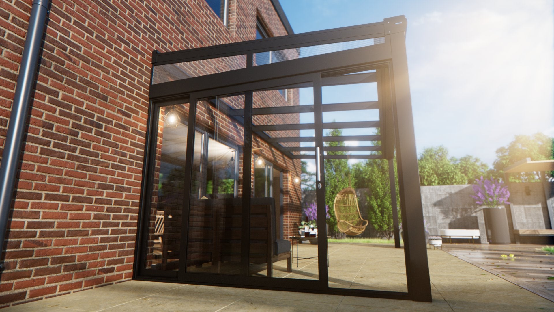 Sliding door & polycarbonate transom