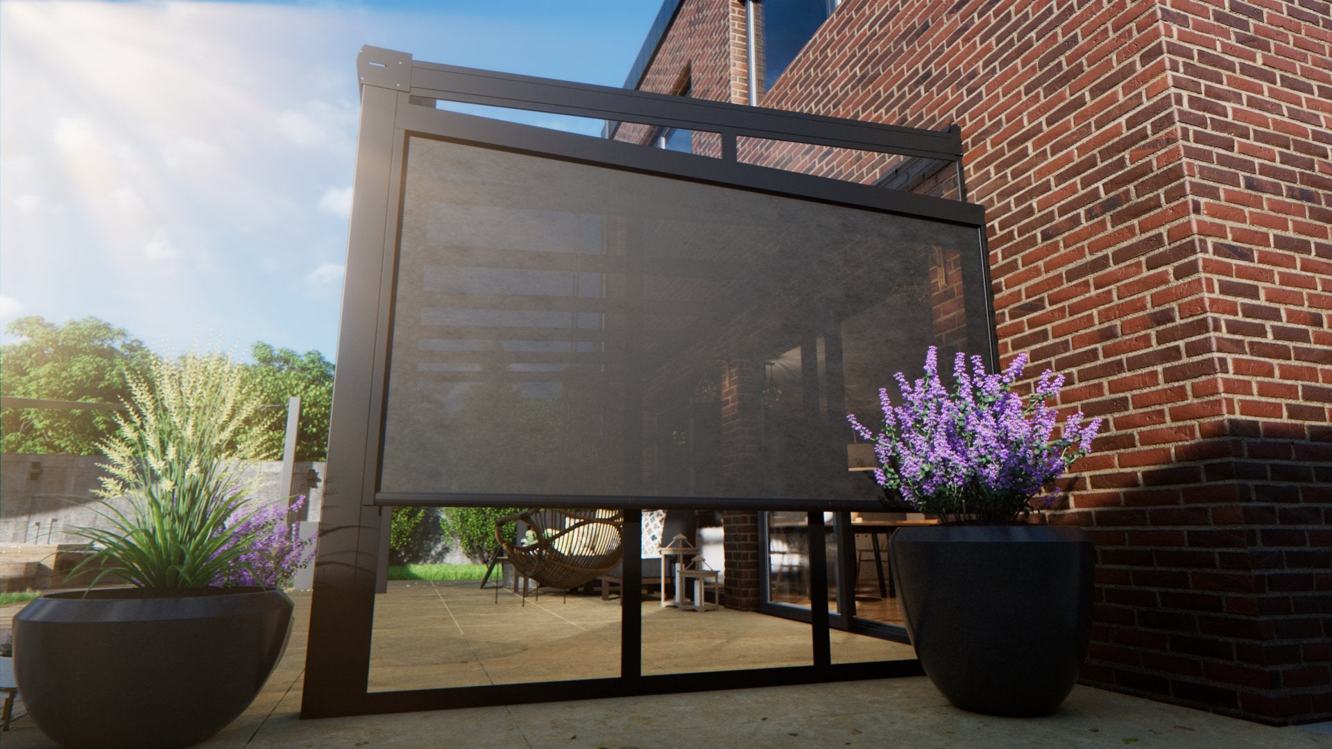 Zip screen & glass spandrel